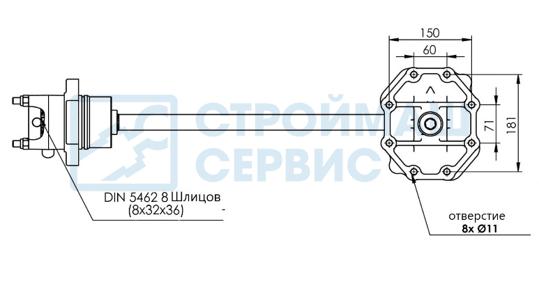 Коробка отбора мощности 21080KRHIL без вала (PTO SCANIA GRS O 905 ISO) Коробка отбора мощности 21080KRHIL без вала (PTO SCANIA GRS O 905 ISO)